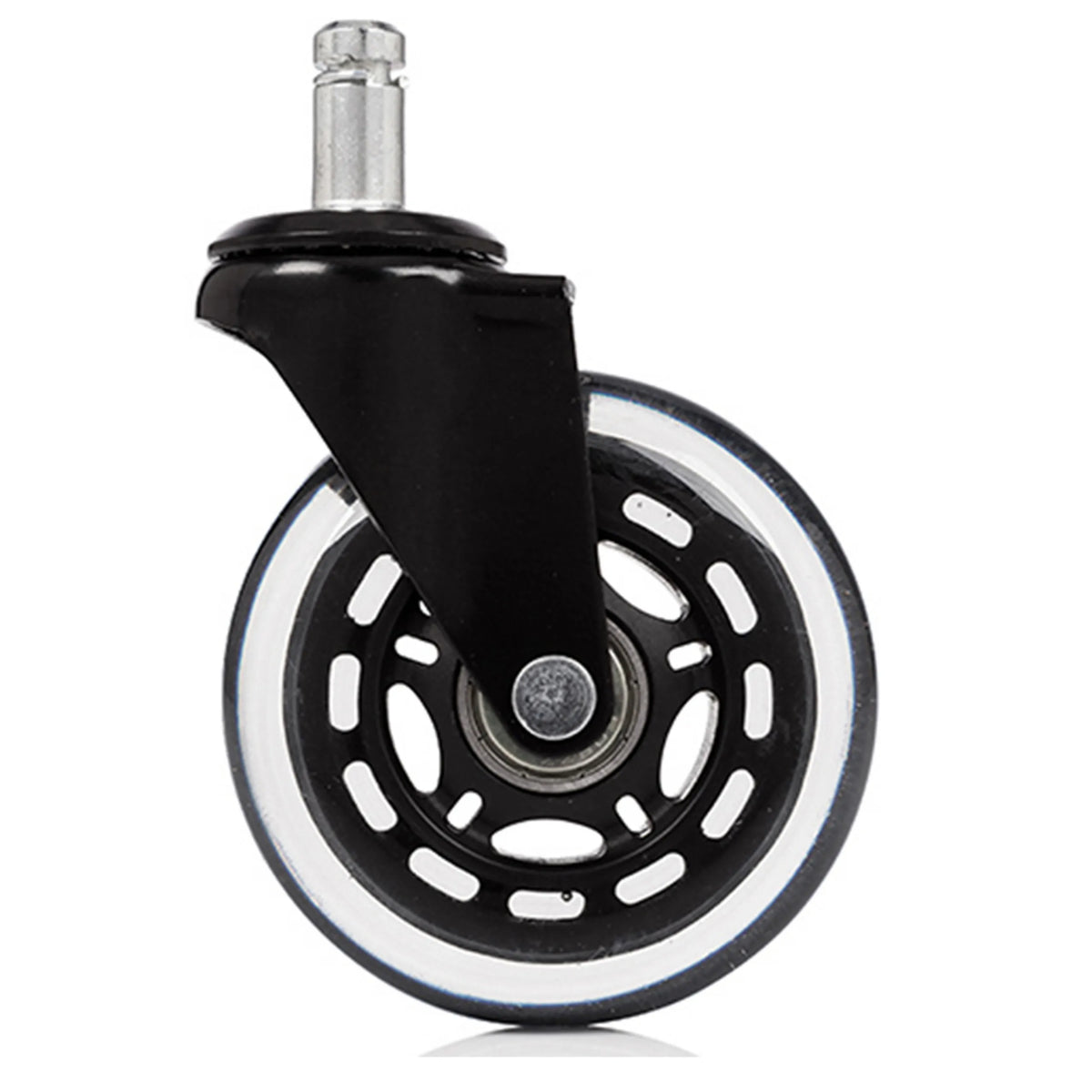 Musta läpinäkyvä tuolin rulla 5x ROLO SKATE ST 11mm/75mm koville lattioille metallitapilla, valmistaja hjh OFFICE