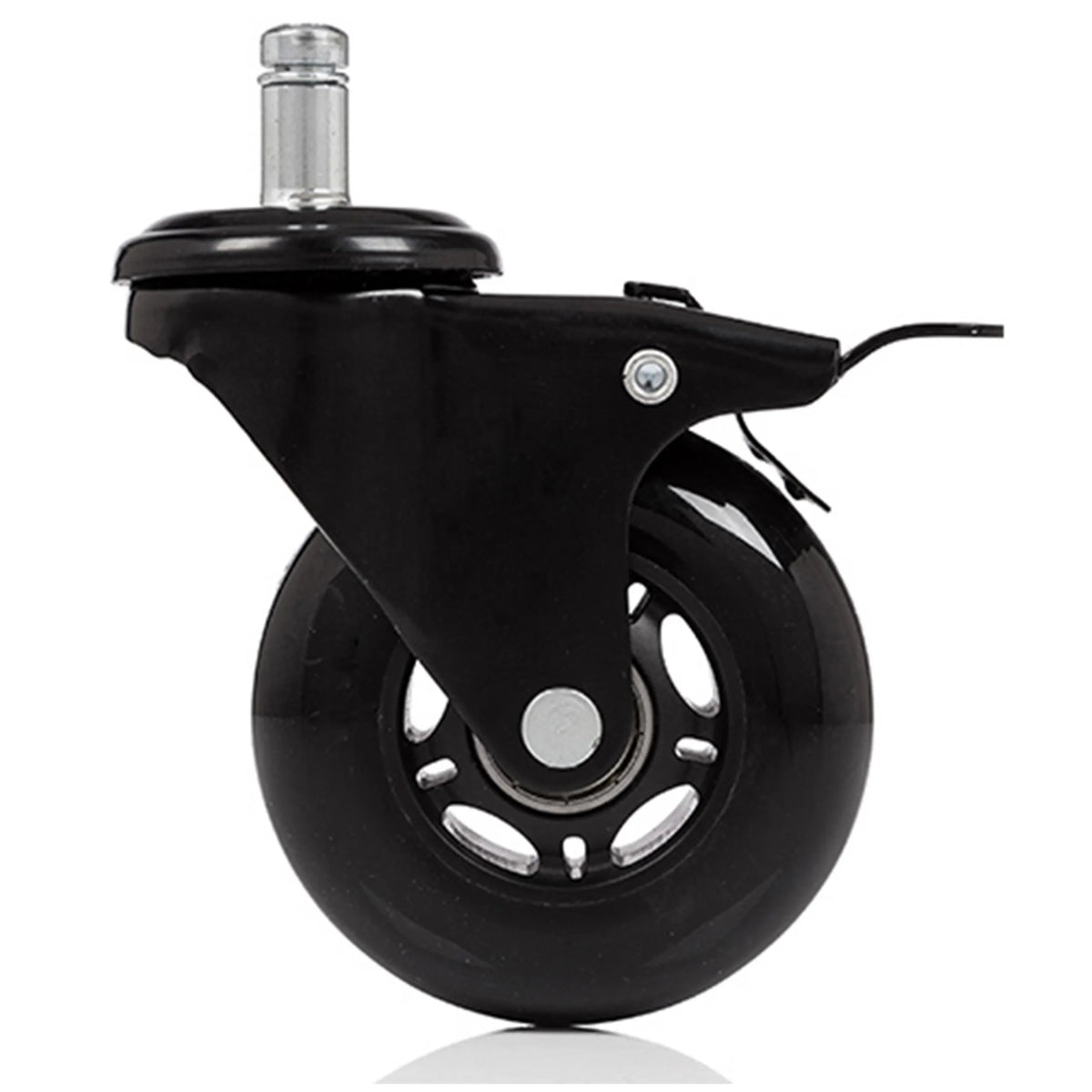Musta 5x ROLO SKATE S 11mm/75mm tuolin rulla lukitusjarrulla koville lattioille, valmistaja hjh OFFICE