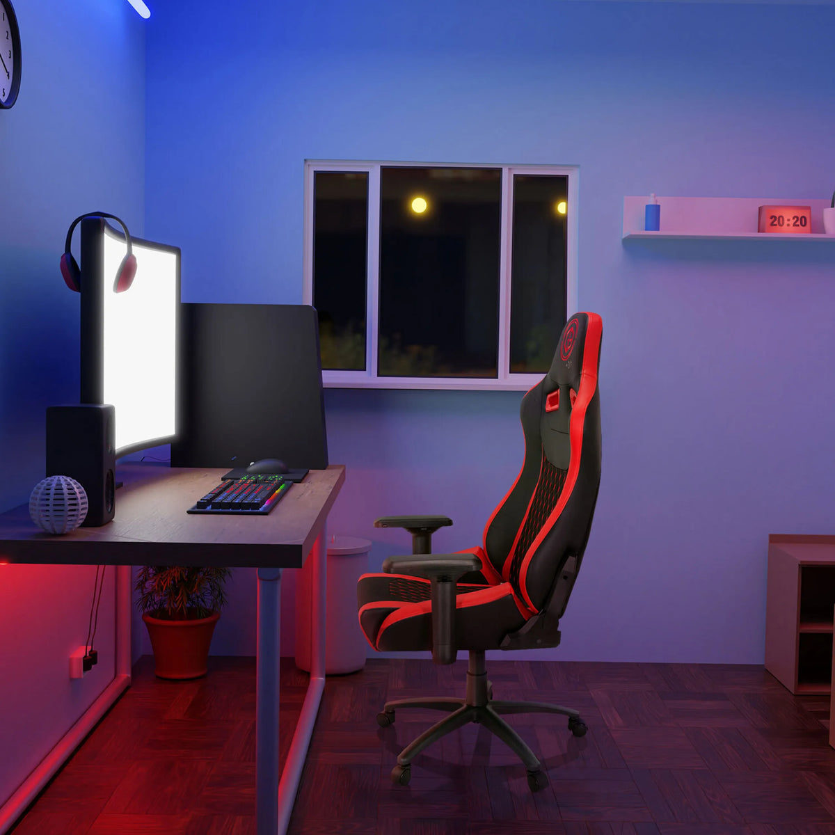Pelituoli GAMEBREAKER SX 04 väreissä musta ja punainen, korkea selkänoja ja käsinojat, valmistaja hjh OFFICE