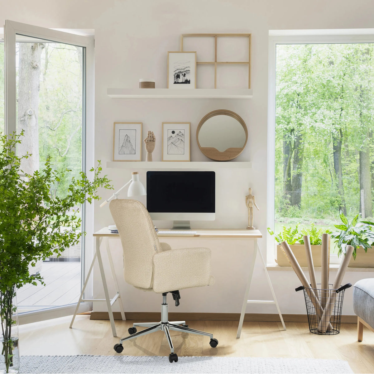 Home Office -toimistotuoli SOLAO 400 beige, pyörillä ja käsinojilla, valmistaja hjh OFFICE