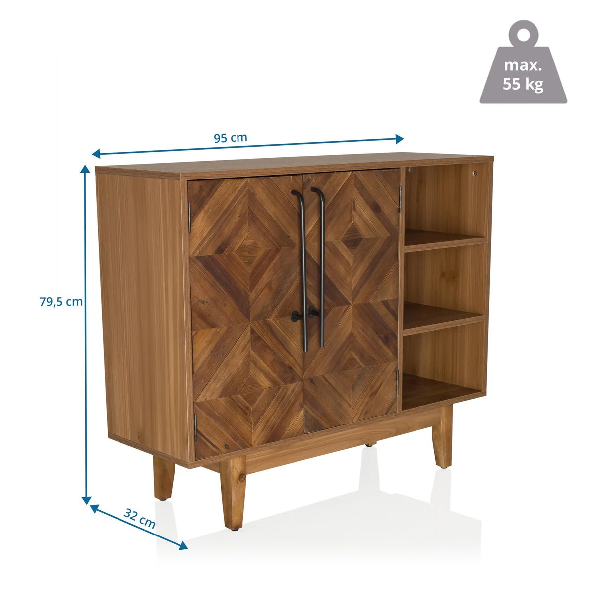 Lipasto SANTJAGO WOOD L mitat 95 × 79,5 cm ja kantavuus 55 kg, valmistaja hjh LIVING