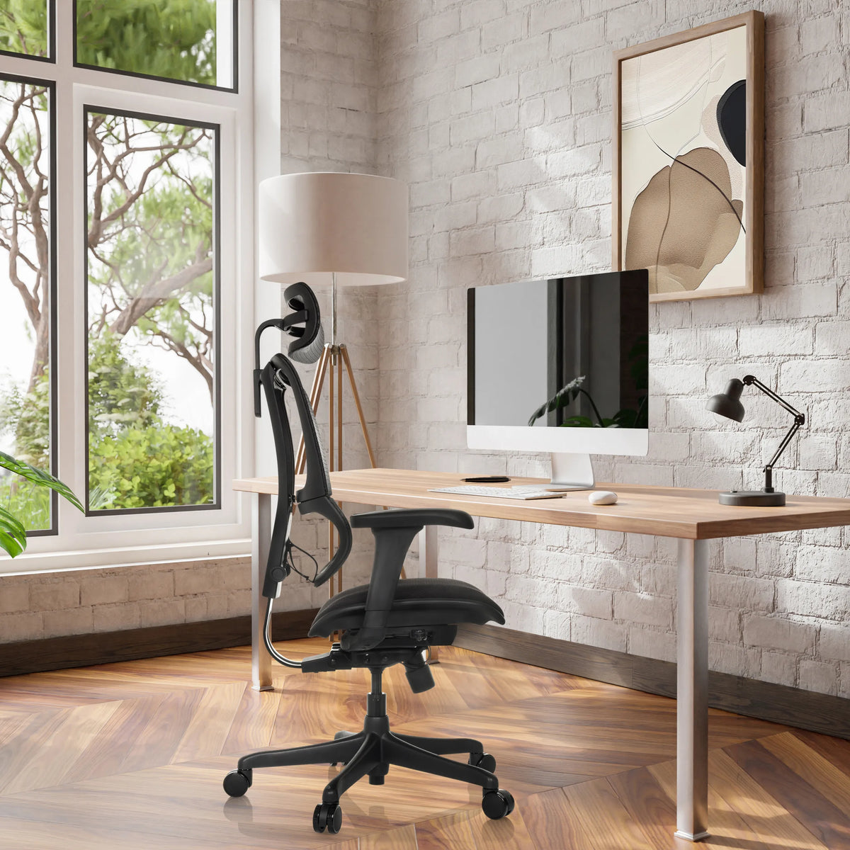 Luxus-Chefsessel ERGOHUMAN SLIM ECO F GEN2 mit Netzstoff-Rückenlehne und schwarzem Bezug von hjh OFFICE