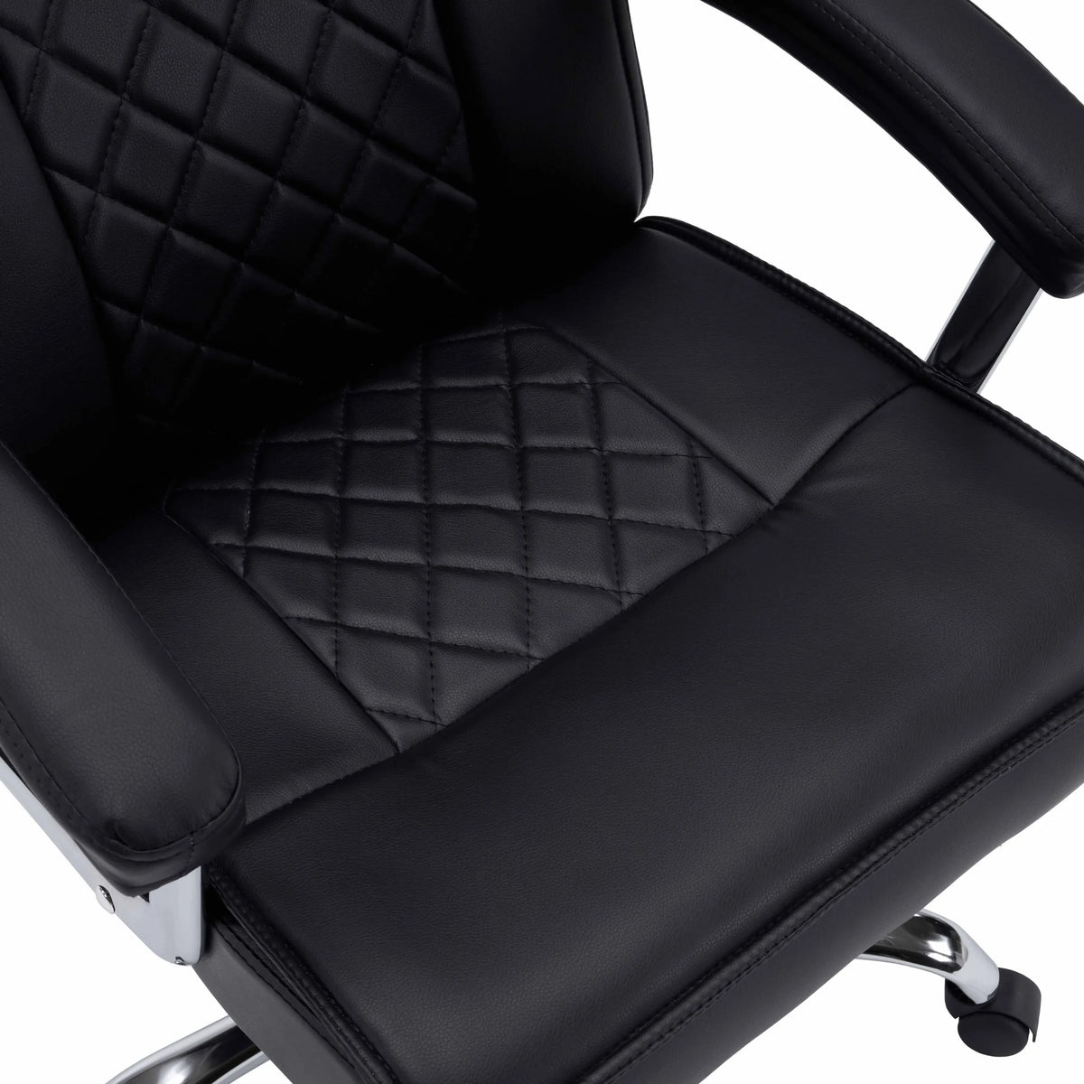 Relax Prestio Home Office -toimistotuolin mustat tikatut istuin ja selkänoja, valmistaja MyBuero
