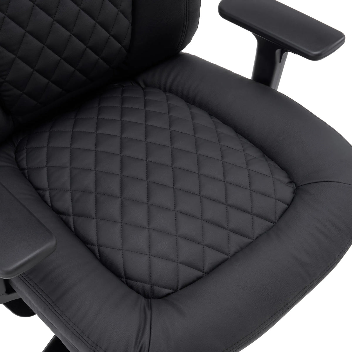Mustan keinonahkaisen XXL Pullmann Gen2 pyörivän tuolin istuinosan tikattu pehmuste, valmistaja hjh OFFICE