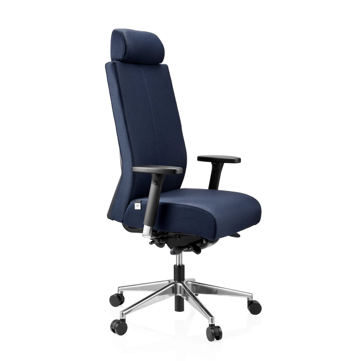 Sininen Ammattitason toimistotuoli PRO-TEC XXL niskatuella ja viisijalkaisella pyörätuella, valmistaja hjh OFFICE – 360 asteen näkymä (etuviistonäkymä 60°)