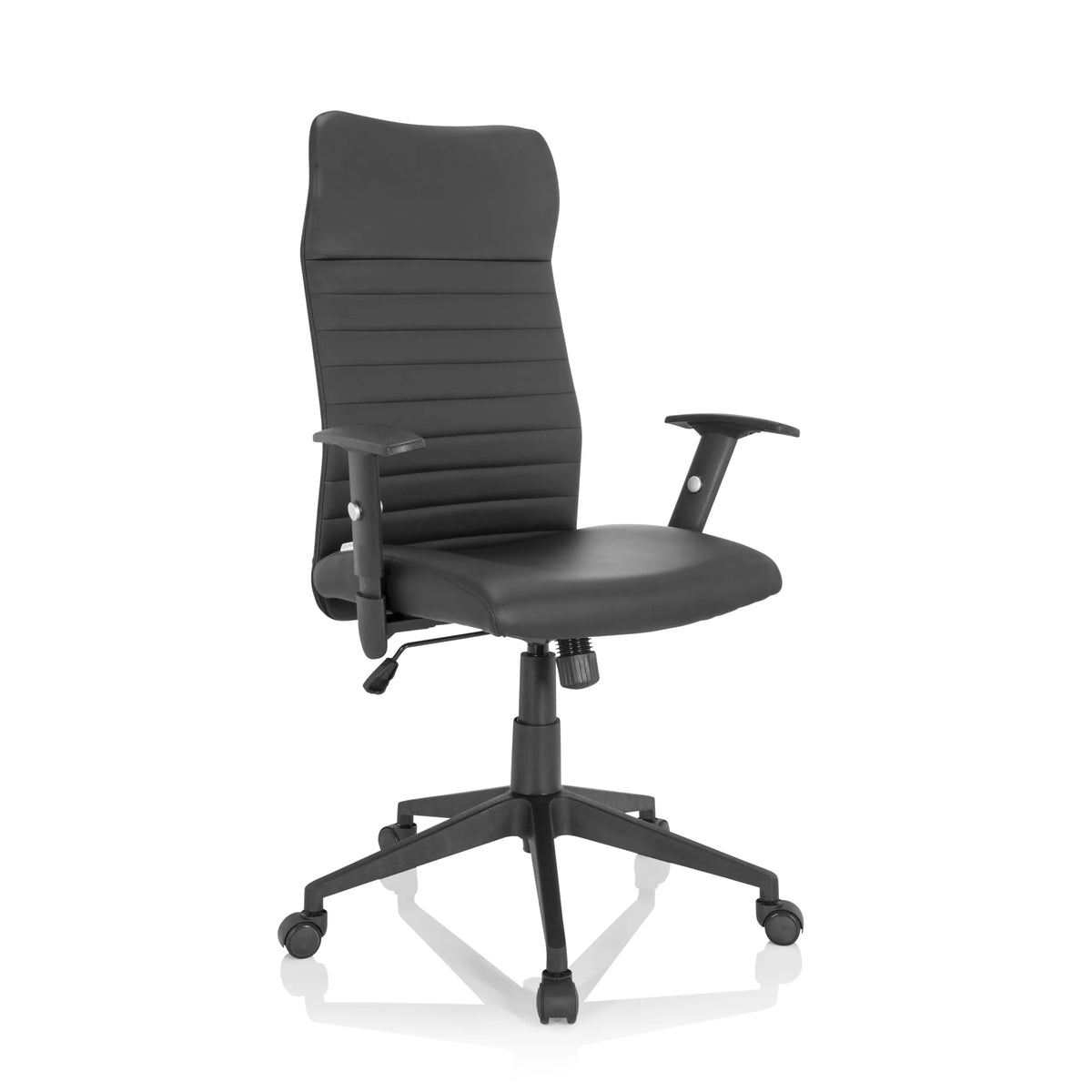 Musta Home Office -toimistotuoli ARTON 30 tikatulla verhoilulla ja viisipyöräisellä jalustalla, valmistaja hjh OFFICE – 360 asteen näkymä (etuviistonäkymä 40°)
