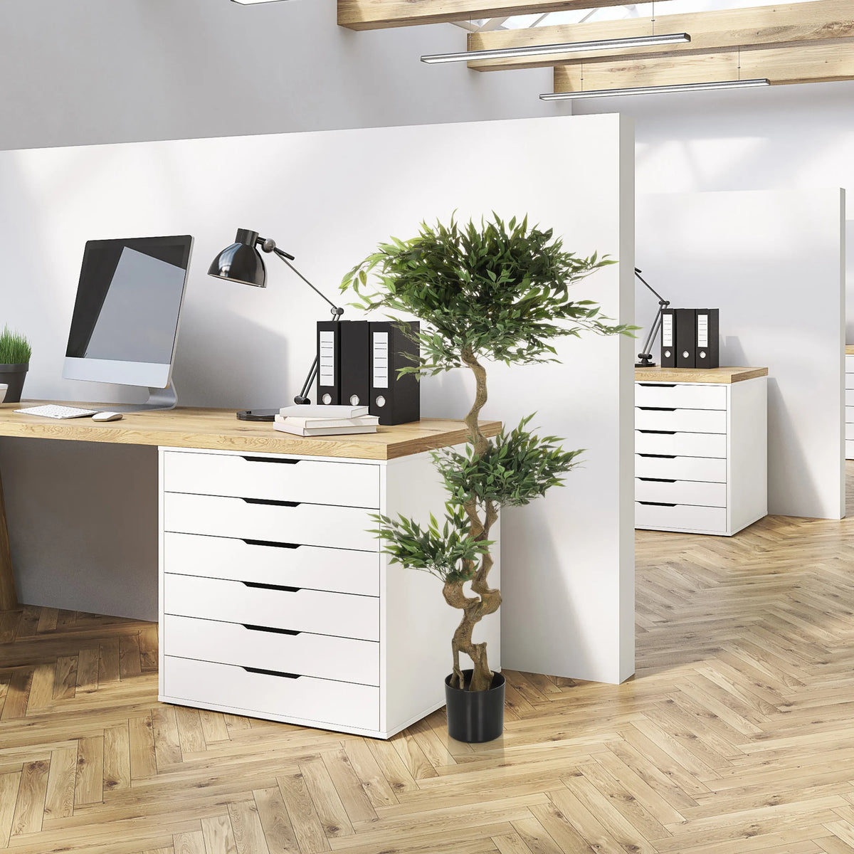 Tekokasvi ACACIA vihreänä mustassa ruukussa, valmistaja hjh OFFICE