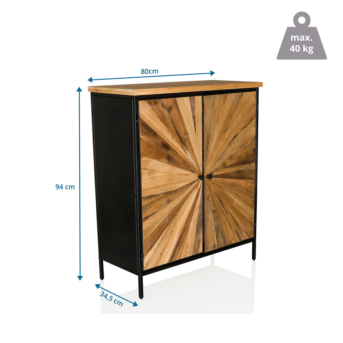 Lipasto SANTJAGO BLACK SUN XL mitat 80 × 94 cm ja kantavuus 40 kg, valmistaja hjh LIVING