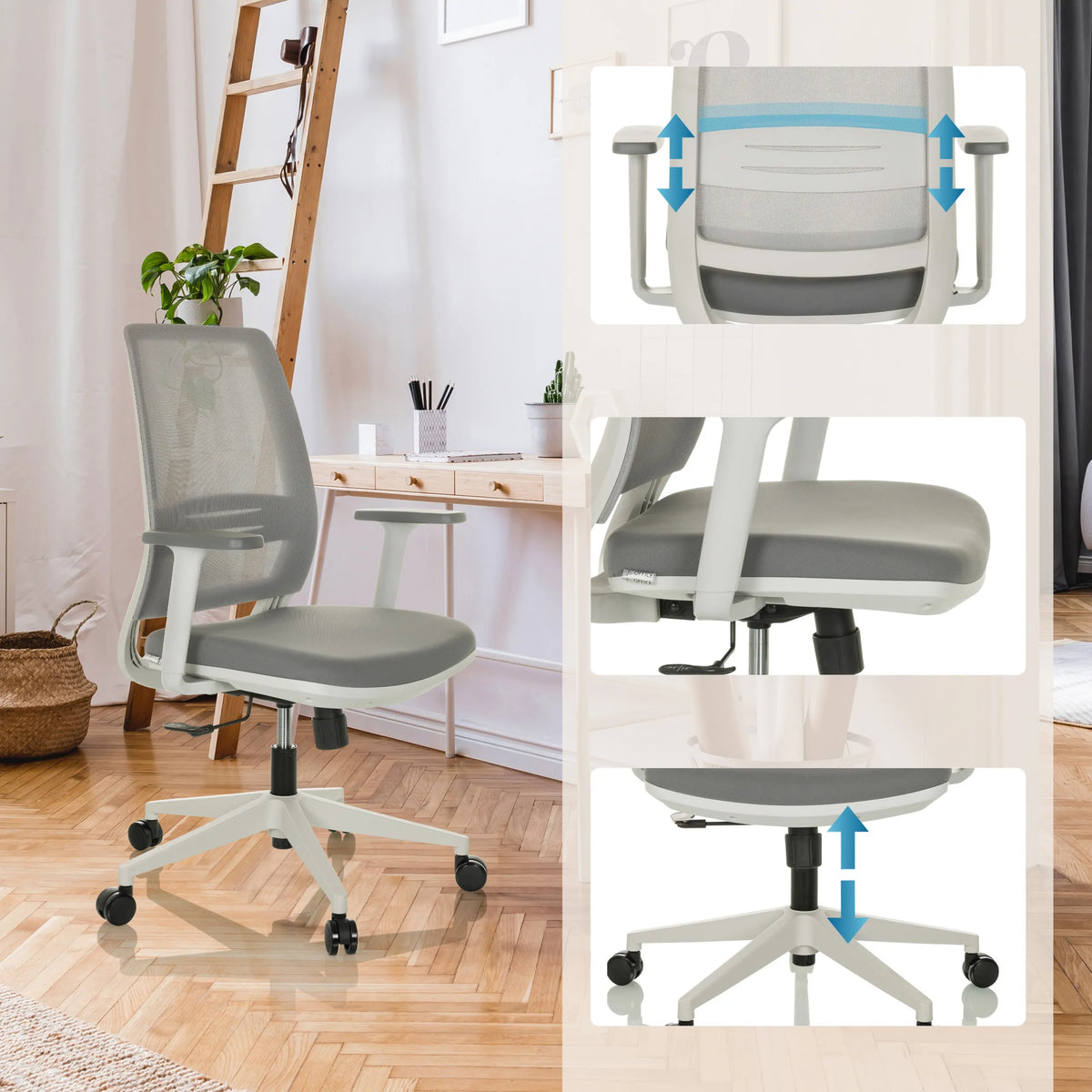 Home Office -toimistotuoli PROFONDO ECO W: korkeussäädettävä selkänoja, istuin ja kaasujousi, valmistaja hjh OFFICE