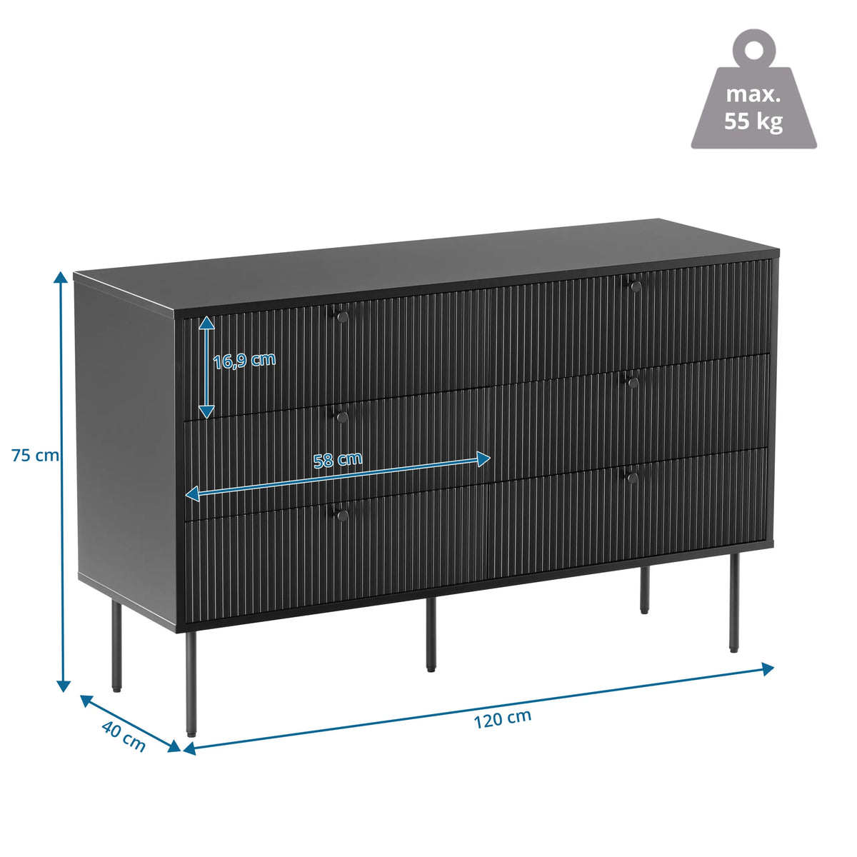 Sivupöytä KARBY S mitat 120 × 40 cm, valmistaja hjh LIVING