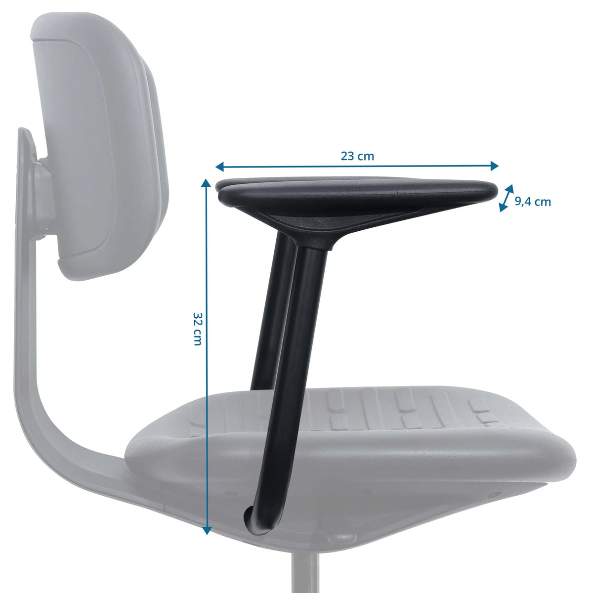 Käsinoja TOP WORK B - A mitattu piirustus, leveys 23 cm ja korkeus 32 cm, valmistaja hjh OFFICE