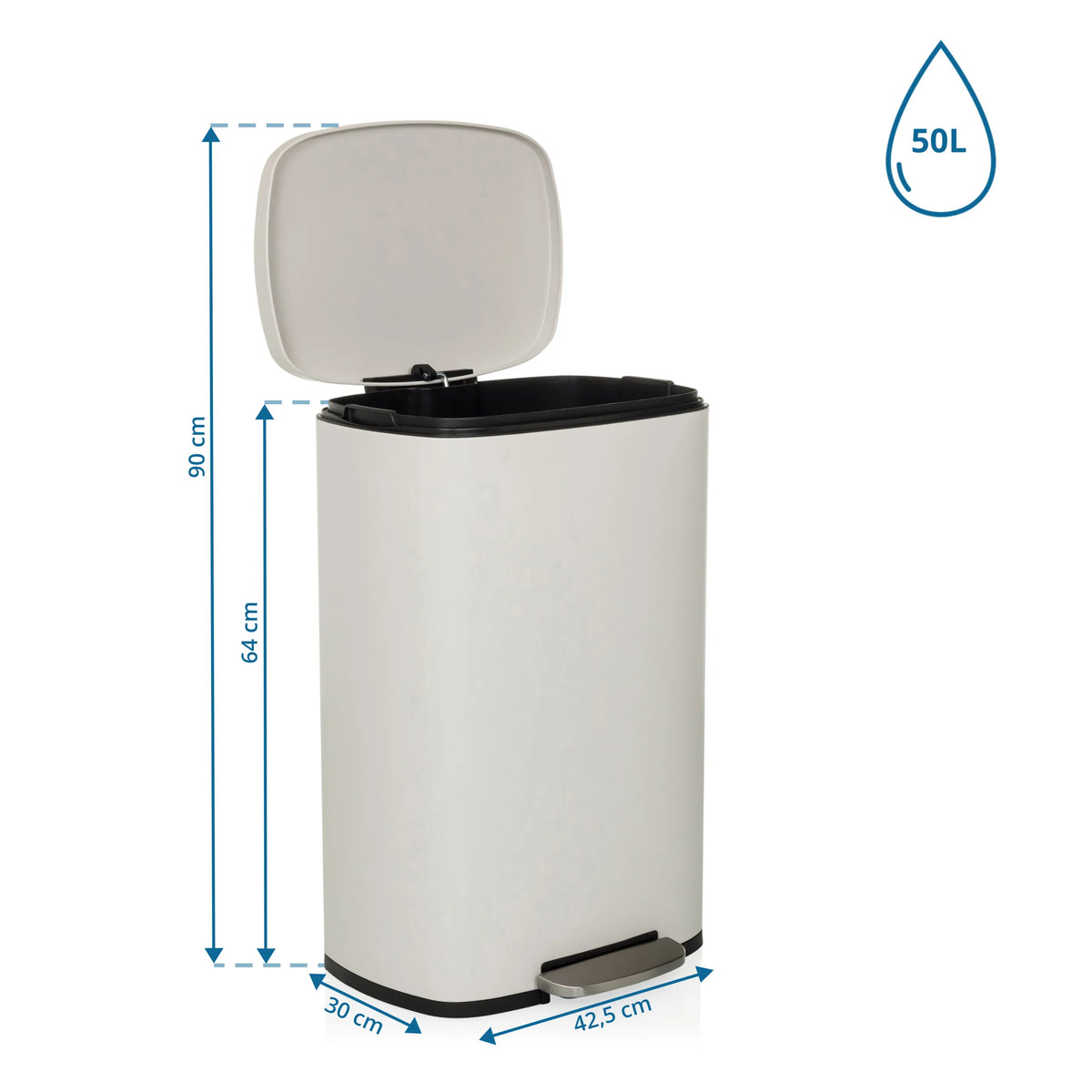 Roskakori CLEAN XV mitat, 50 l tilavuus ja 90 cm korkeus, valmistaja hjh OFFICE