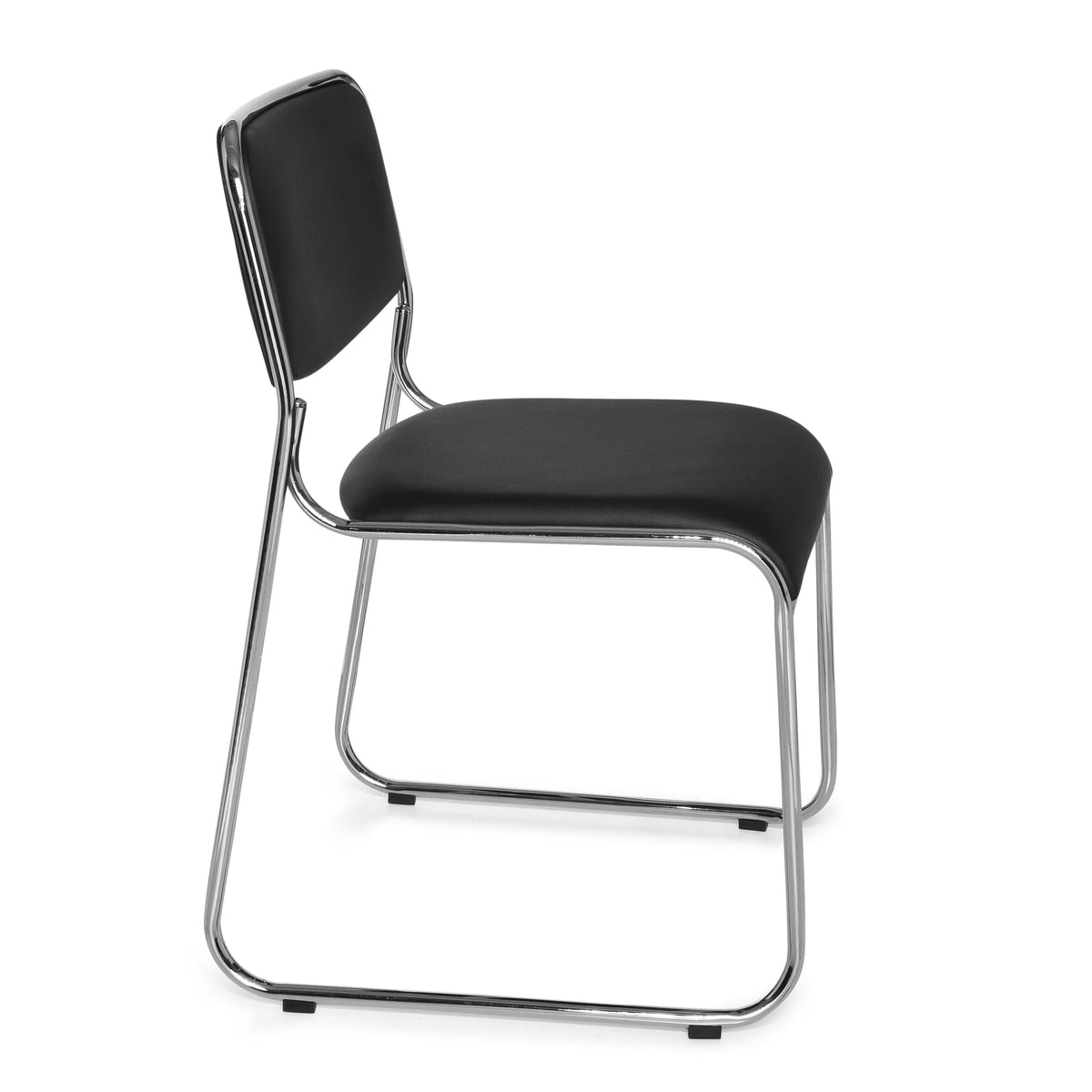 Musta vierailijan tuoli KOLTA pehmusteella ja kromirungolla, valmistaja hjh OFFICE – 360 asteen näkymä (sivuprofiili 80°)