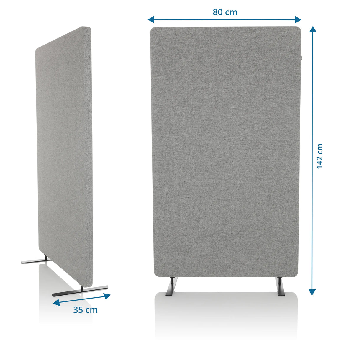 Väliseinä FLEXMIUT STAND mittojen näkymä, 142 × 80 cm, vaaleanharmaa, valmistaja hjh OFFICE