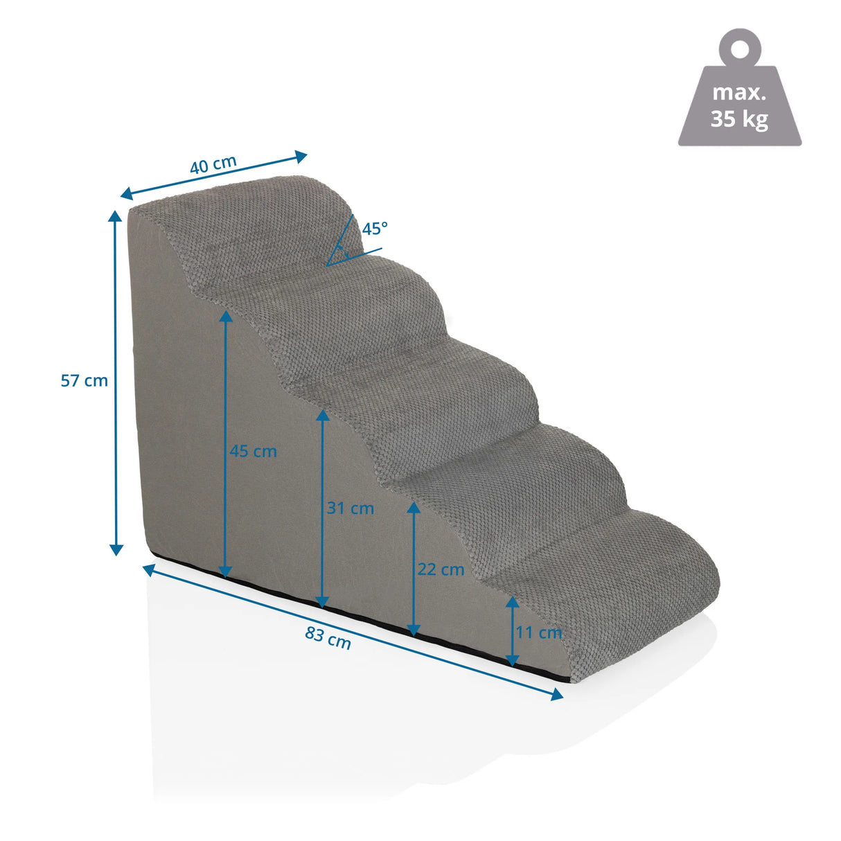 Lemmikkien porras PAWY STEP 5 mittapiirros, 83 x 57 cm ja kantavuus 35 kg, valmistaja hjh LIVING