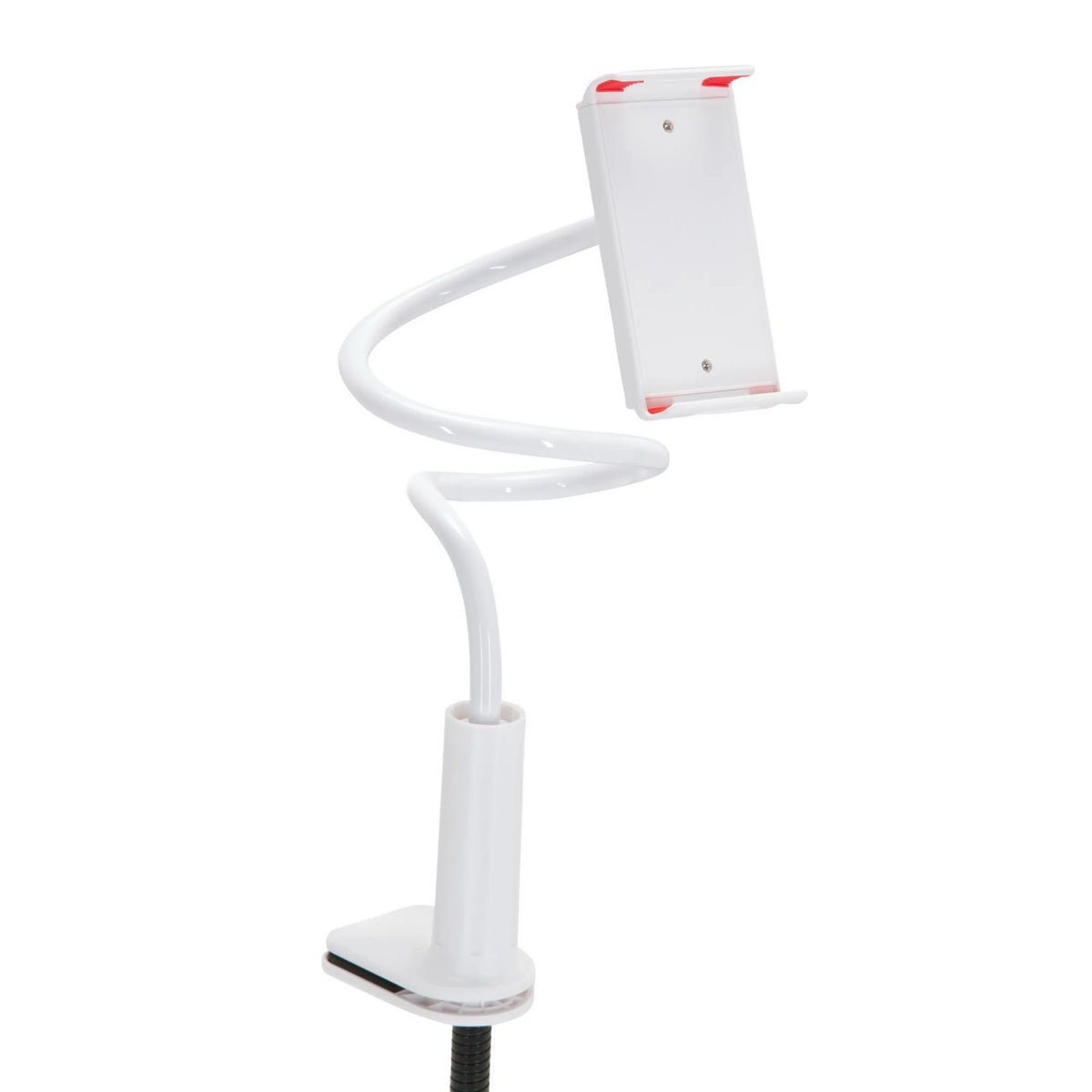 Valkoinen matkapuhelimen & tabletin pidike FLEXMOBI I joustavalla joutsenkaulavarrella, valmistaja hjh OFFICE