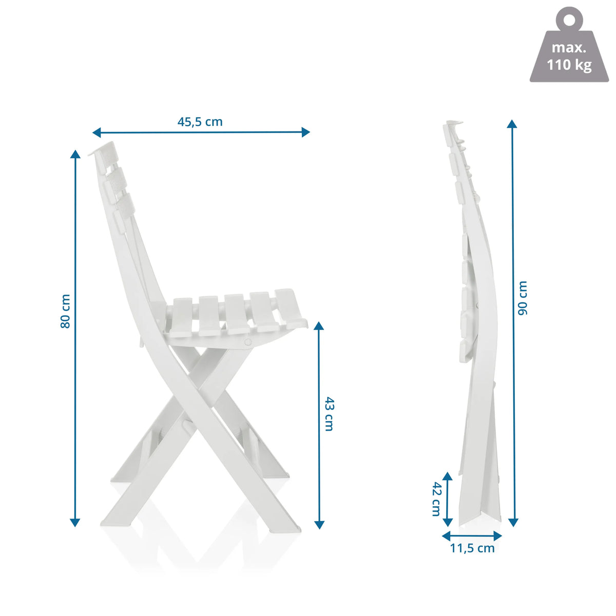 Ulkotuoli TRAVANO tekninen piirustus, korkeus 80 cm, valmistaja hjh LIVING