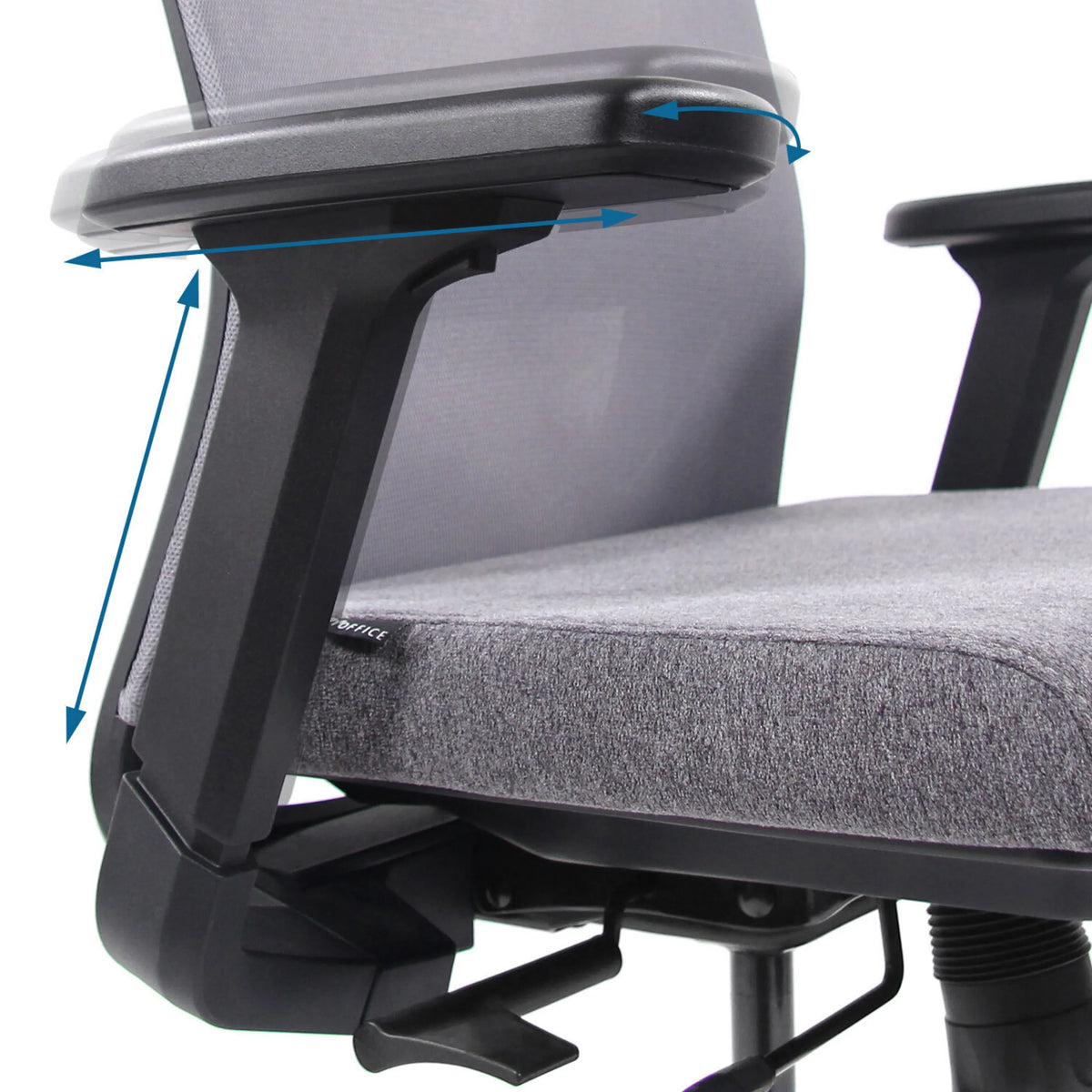 Ammattitason toimistotuoli CAPTIVO-tuolin harmaa 3D-säädettävä käsinoja, valmistaja hjh OFFICE