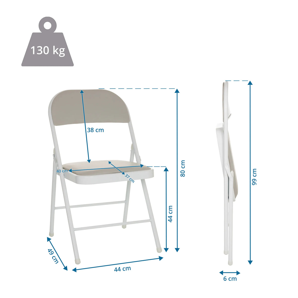 Kokoontaittuva tuoli TUDELA W kokomitat: kokonaiskorkeus 99 cm ja kantavuus 130 kg, valmistaja hjh OFFICE