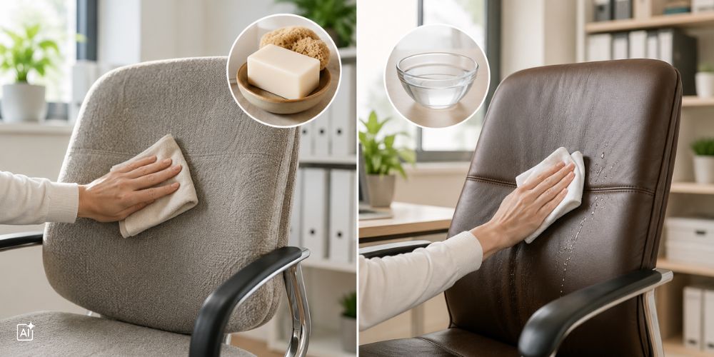 Meterialpflege bei Wolle und Leder bei einem Bürostuhl