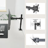Näyttöteline Ergomount M1 mustana VESA-adapterilevyllä ja nivelletyillä liitoksilla, valmistaja hjh OFFICE