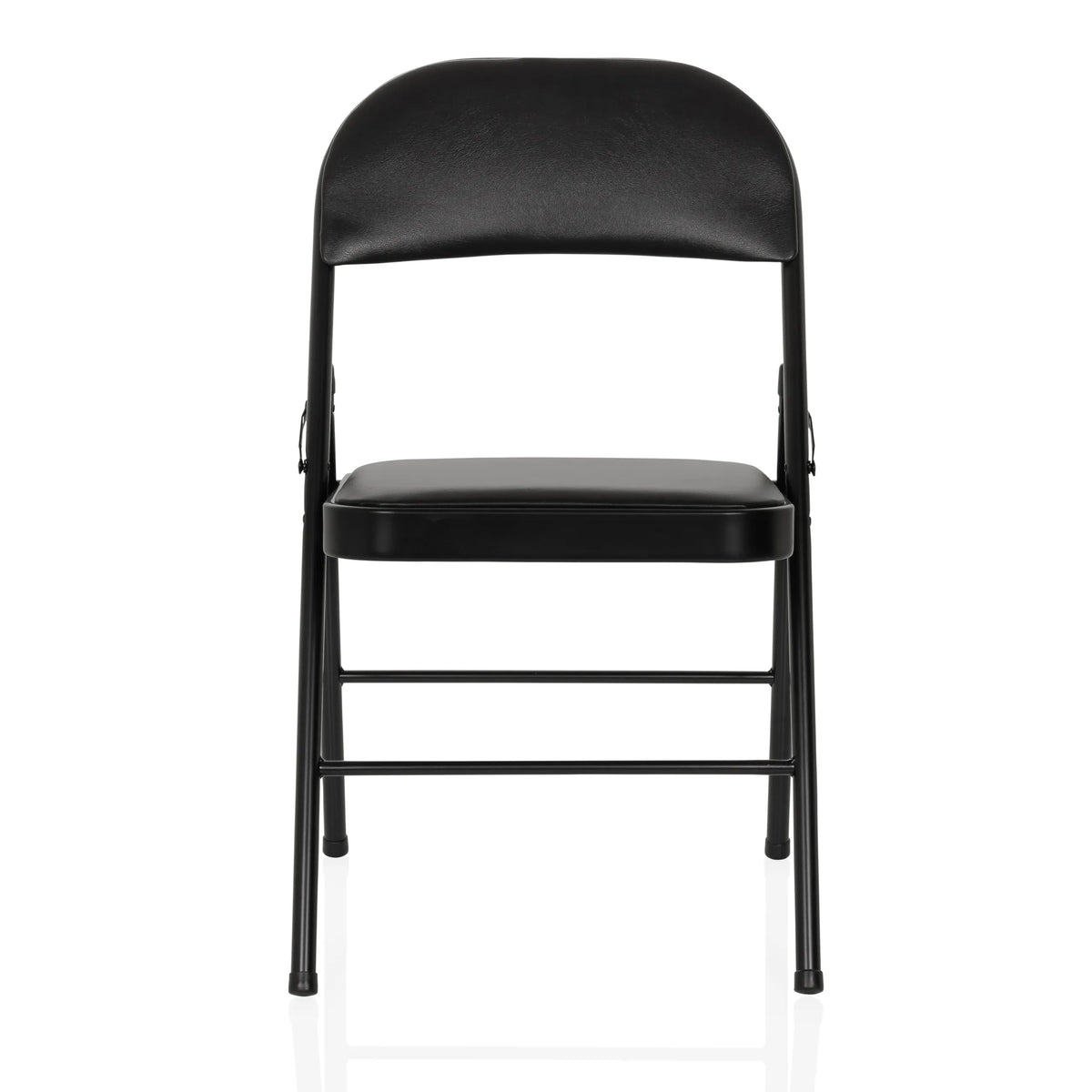 Schwarzer Klappstuhl TUDELA H mit Polsterung aus Kunstleder von hjh OFFICE – 360-Grad-Ansicht (Frontansicht 0°)