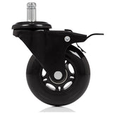 Musta 5x ROLO SKATE S 11mm/75mm tuolin rulla lukitusjarrulla koville lattioille, valmistaja hjh OFFICE