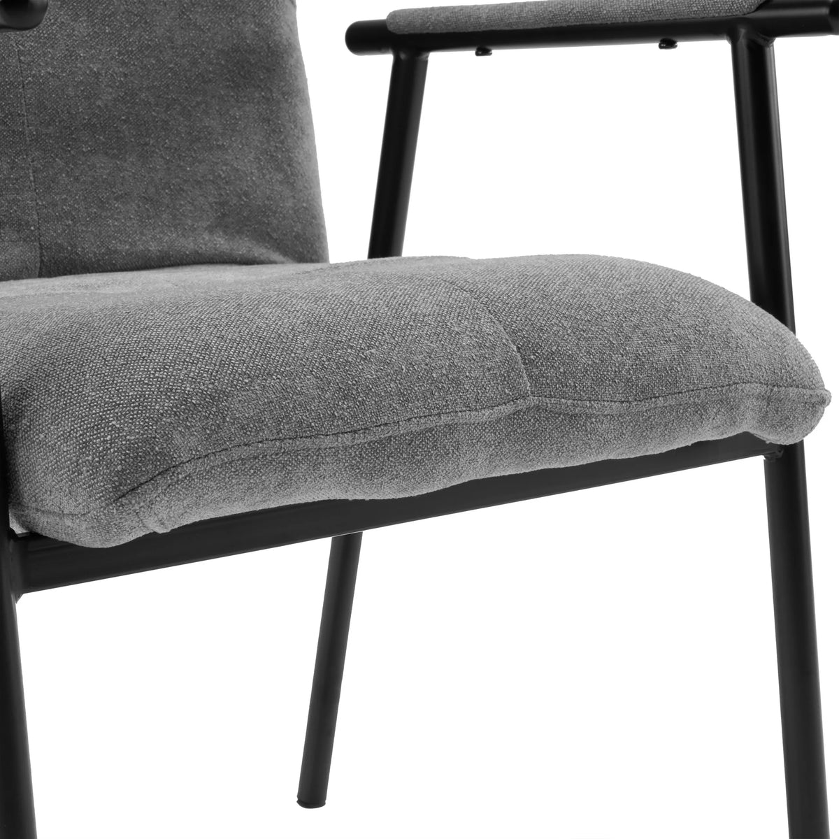 Lifea Flex-pehmustetun tuolin istuinosan harmaa kangasverhoilu ja musta runko, valmistaja hjh LIVING