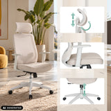 Home Office -toimistotuoli MIKEO W beige värissä, säädettävällä niskatuella ja käsinojilla, valmistaja hjh OFFICE