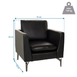 Lepotuoli BAVERO mittojen piirustus, 75 x 65 cm ja enimmäiskuormitus 120 kg, valmistaja hjh OFFICE