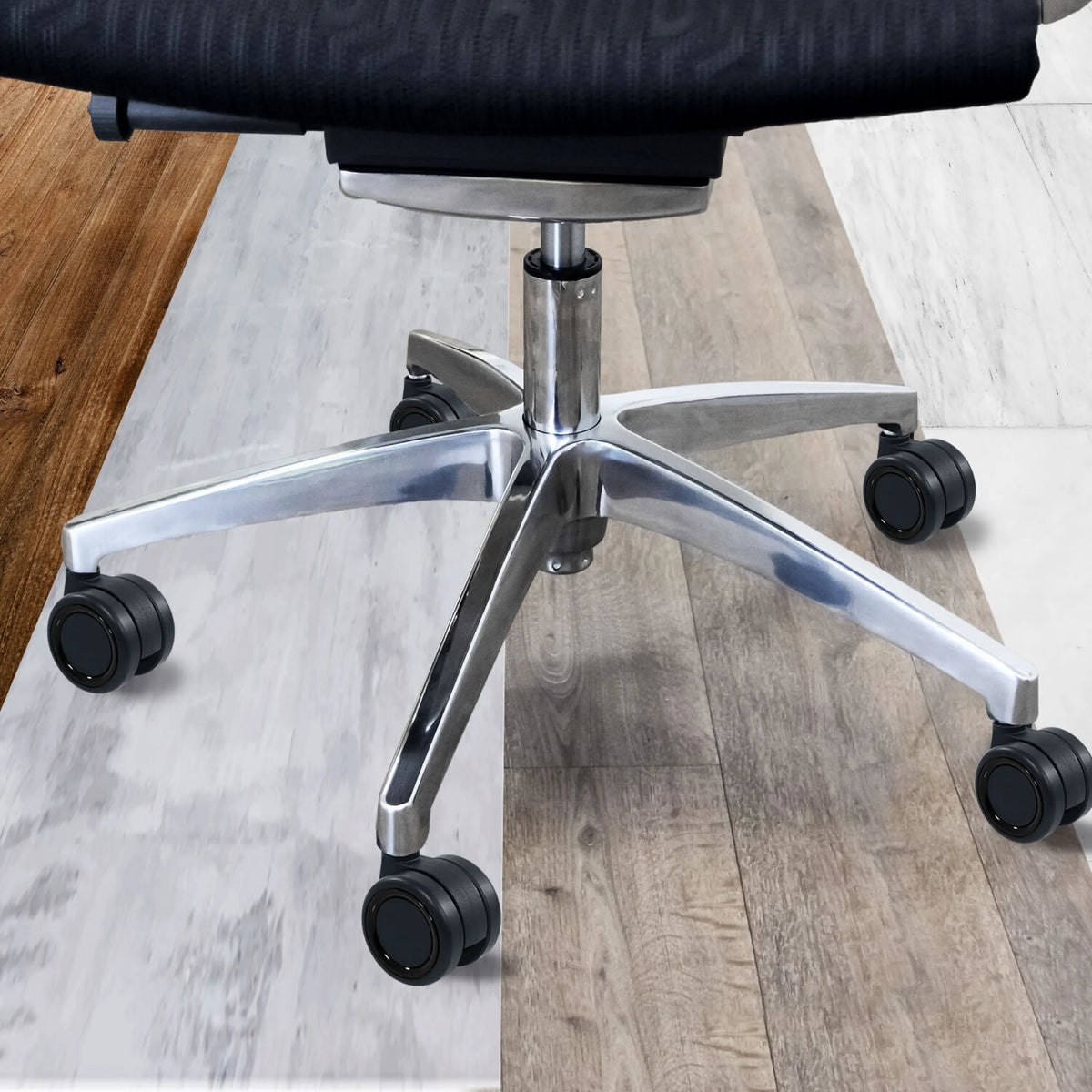 Viisisakarainen ristipohja ja mustat tuolin rullat 5x ROLO COLOR 60 11mm/60mm koville lattioille, valmistaja hjh OFFICE