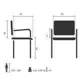 Kokoontaittuva tuoli SCANDIO tekninen piirustus, istuinkorkeus 45 cm, valmistaja hjh OFFICE