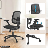 Home Office -toimistotuoli Malio mustana, säädettävällä selkänojalla ja käsinojilla, valmistaja hjh OFFICE (tekoälyllä luotu kuva)