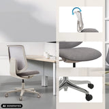 Harmaa Home Office -toimistotuoli Sitflex Lady, yksityiskohdat selkänojasta, istuimesta ja pyöristä, valmistaja hjh OFFICE (tekoälyllä luotu kuva)