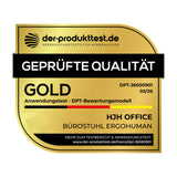 der-produkttest.de VERBRAUCHERTESTS FÜR VERBRAUCHER GEPRÜFTE QUALITÄT GOLD DPT-26050901 05/26 Anwendungstest · DPT-Bewertungsmodell HJH OFFICE BÜROSTUHL ERGOHUMAN MEHR ZUM TESTBERICHT & ANWENDUNGSTEST: www.der-produkttest.de/lizenz/dpt-26050901