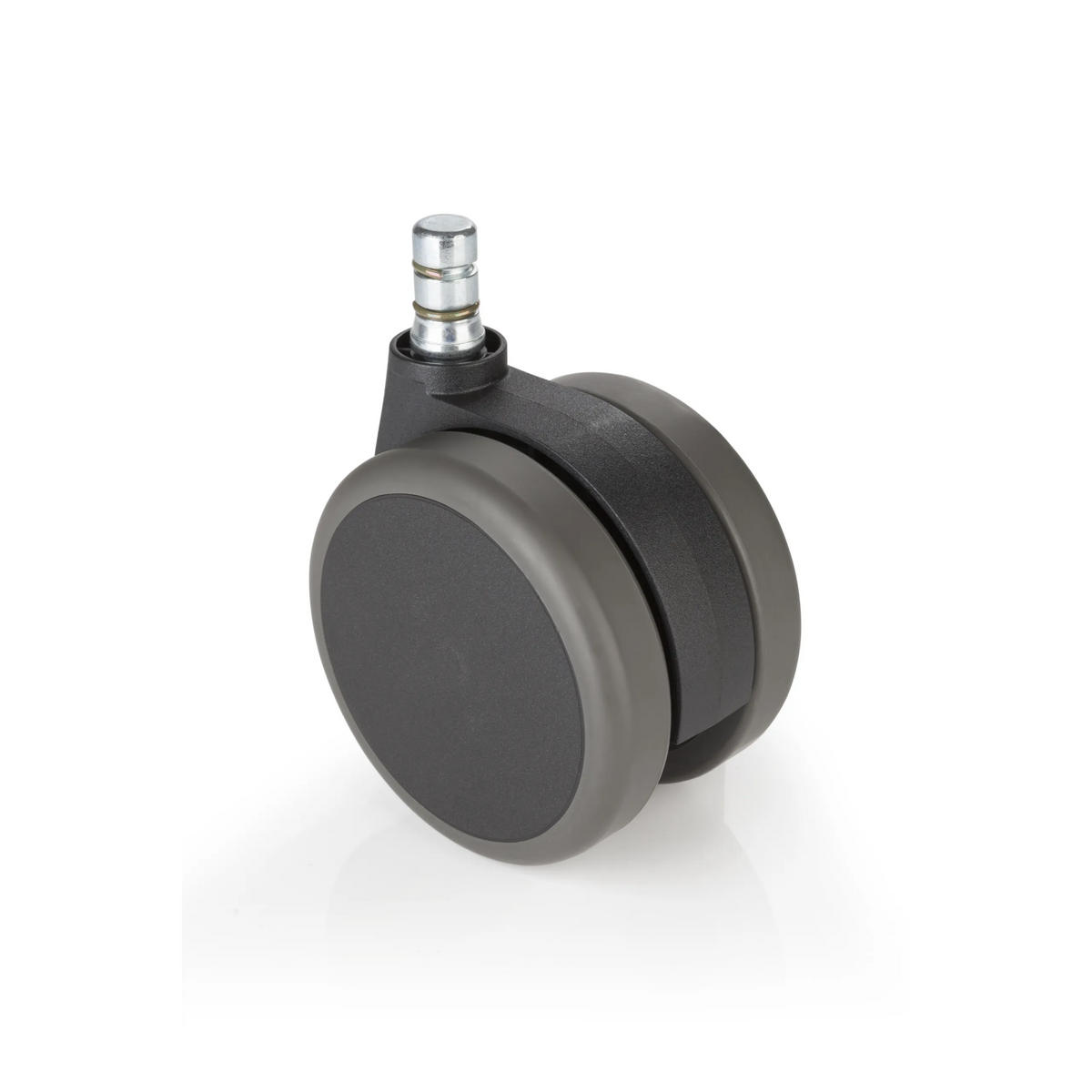 Musta Tuolin rulla 5x ROLO No-Noise 11mm/75mm koville lattioille, hopeanvärinen metallitappi, valmistaja hjh OFFICE – 360 asteen näkymä (takanäkymä 180°)