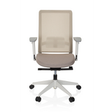 Beige Ammattitason toimistotuoli PURE WHITE verkkoselkätuella ja viisijalkaisella rullajalustalla, valmistaja hjh OFFICE – 360 asteen näkymä (etunäkymä 0°)