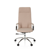 Beige Home Office -toimistotuoli SARANTO PLUS I käsinojilla ja viisipisteisellä rullajalustalla, valmistaja hjh OFFICE – 360 asteen näkymä (etunäkymä 0°)