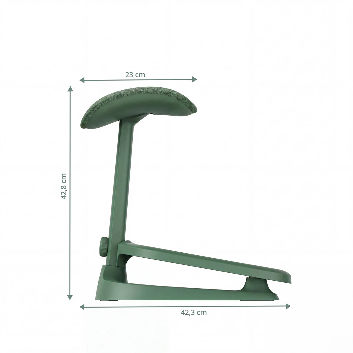 LiberNovo Omni StepSync-jalkatuen mitat: korkeus 42,8 cm ja syvyys 42,3 cm, valmistaja Libernovo