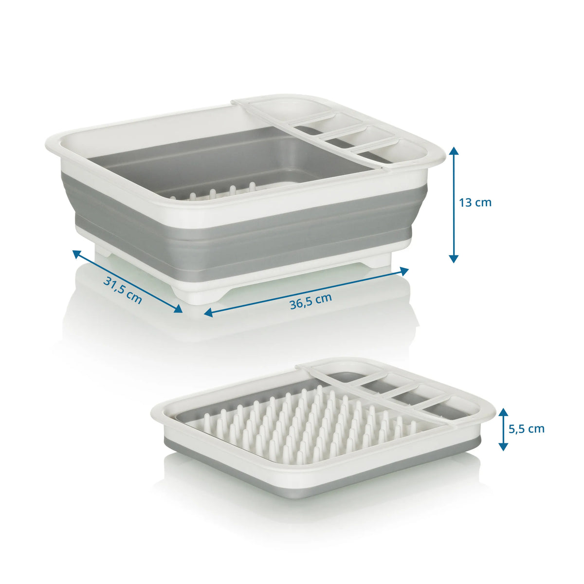 Kokoontaitettava kontti CLEAN SIL mittoineen 36,5 × 31,5 cm ja korkeus 13 cm, valmistaja hjh OFFICE