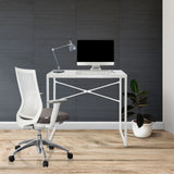 Valkoinen kirjoituspöytä EASY UP H I, mitat 78 x 46 cm ja ristikkojalat, valmistaja hjh OFFICE