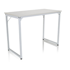 Weißer Schreibtisch WORKSPACE I mit rechteckiger Platte und einem schlichten Metallgestell von hjh OFFICE