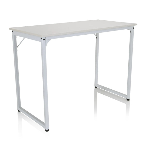 Weißer Schreibtisch WORKSPACE I mit rechteckiger Platte und einem schlichten Metallgestell von hjh OFFICE