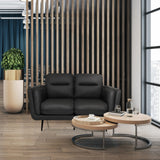 Harmaa leposohva VINTALUX kahdella istumapaikalla ja mustilla jaloilla, valmistaja hjh LIVING