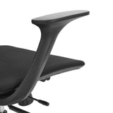 Malio Home Office -toimistotuolin musta käsinoja ja kangasverhoiltu istuinosa, valmistaja hjh OFFICE