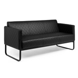Schwarzes Loungesofa ARUBA BLACK mit Rautensteppung und Metallgestell von hjh OFFICE – 360-Grad-Ansicht (Rückenansicht 180°)