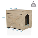 Kissanmaja KITTY PAWBOX 1 mittapiirros, tammifinisointi, 60 × 50 cm, valmistaja hjh LIVING