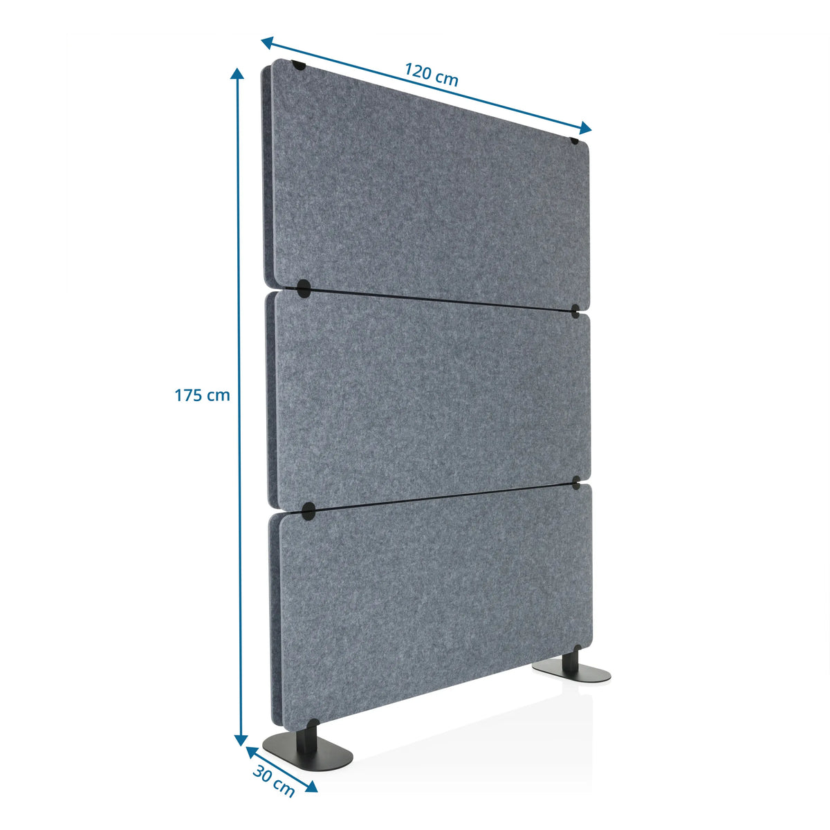 Väliseinä FLEXMIUT EXTEND 175 × 120 cm mittapiirros, valmistaja hjh OFFICE