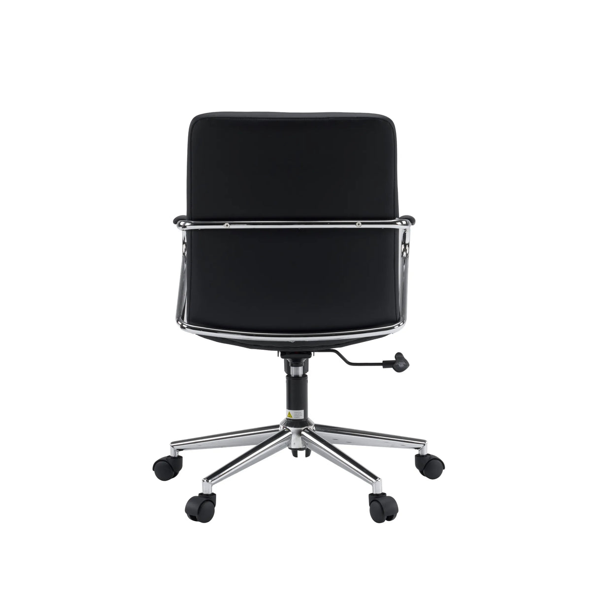 Rovento Home Office -toimistotuolin takanäkymä mustana kromatuilla jaloilla, valmistaja hjh OFFICE