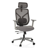 Harmaa High End -toimistotuoli CASSILIS W verkkoselkänojalla ja viisipisteisellä rullajalustalla, valmistaja hjh OFFICE – 360 asteen näkymä (etunäkymä 15°)